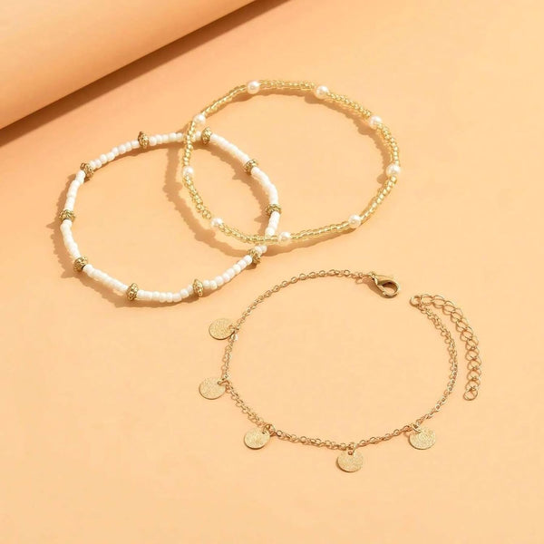 Boho Seashell Ankle Bracelet Set