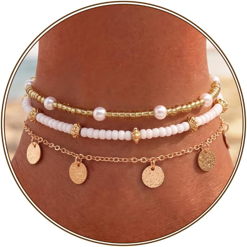 Boho Seashell Ankle Bracelet Set