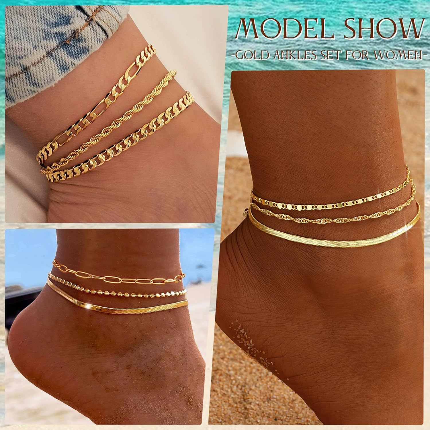 Chic Gold Ankle Bracelets Set