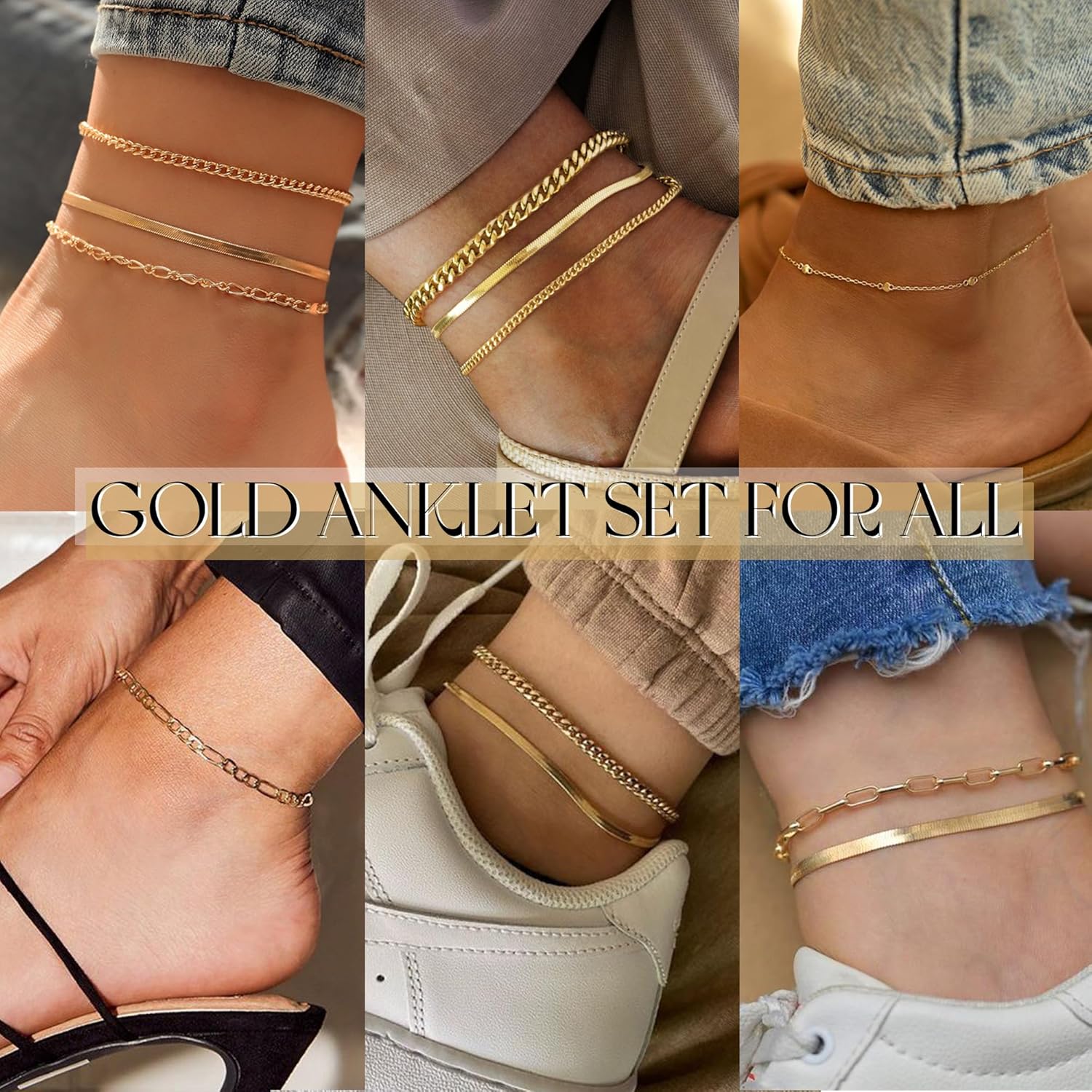 Chic Gold Ankle Bracelets Set