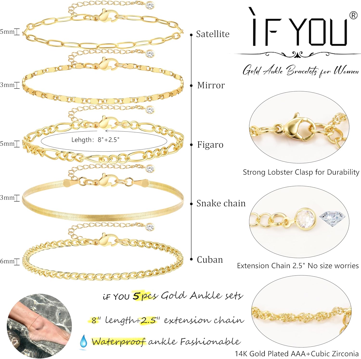 Chic Gold Ankle Bracelets Set